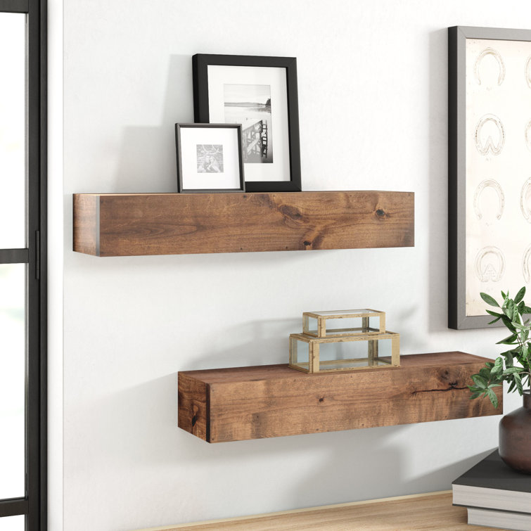 Ayansh 2 Piece Alder Solid Wood Floating Shelf